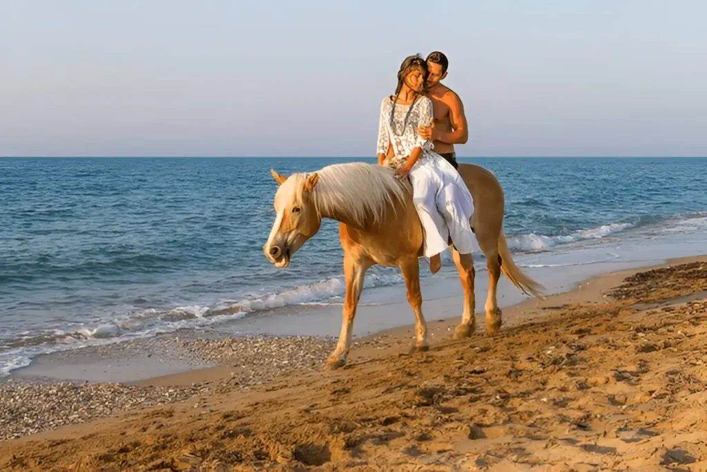Couple Horseback Riding on the Beach , Hammamet