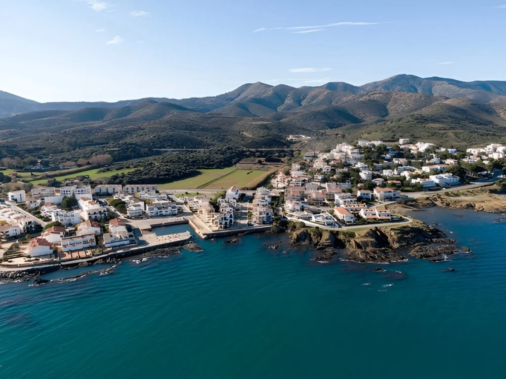 Llançà from drone in Cap de Creus, Spain