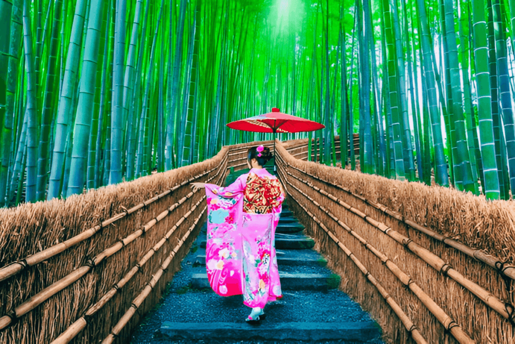 Arashiyama Bamboo Grove at Night