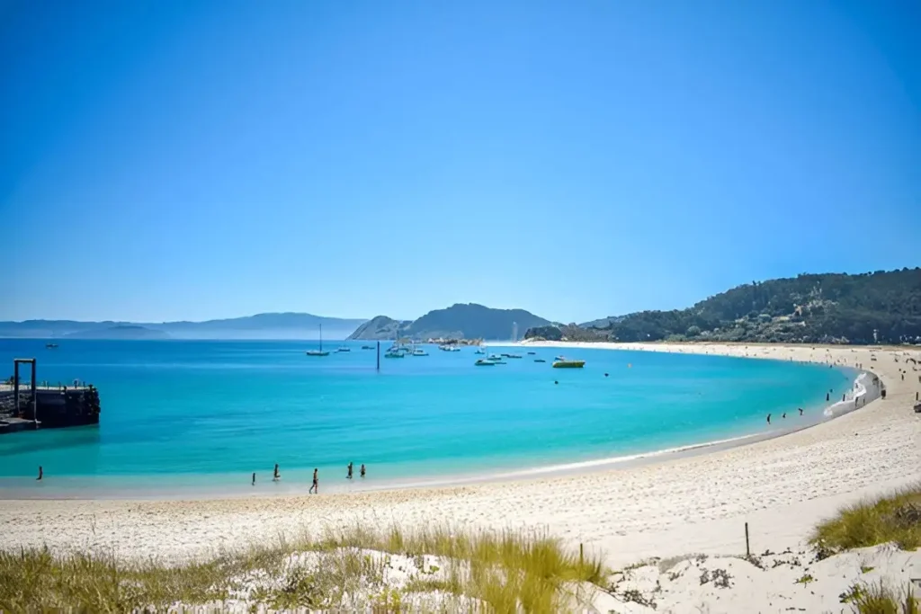 Praia de Rodas beach in islas Cies, Less Touristy Beach Towns in Spain